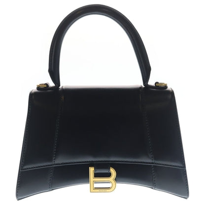Balenciaga Hourglass Small 2-Way Shoulder Bag Black Leather Gold