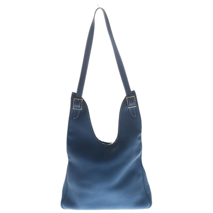 Hermes Masai PM Blue Jean 2-Way Shoulder Bag Tote Leather Taurillon Silver