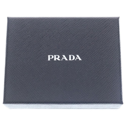Prada Compact Wallet Bifold Coin Case Black Leather Nylon Silver — view 6