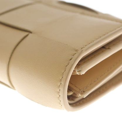 Bottega Veneta Trifold Wallet Compact Coin Case Beige Leather Gold — view 5