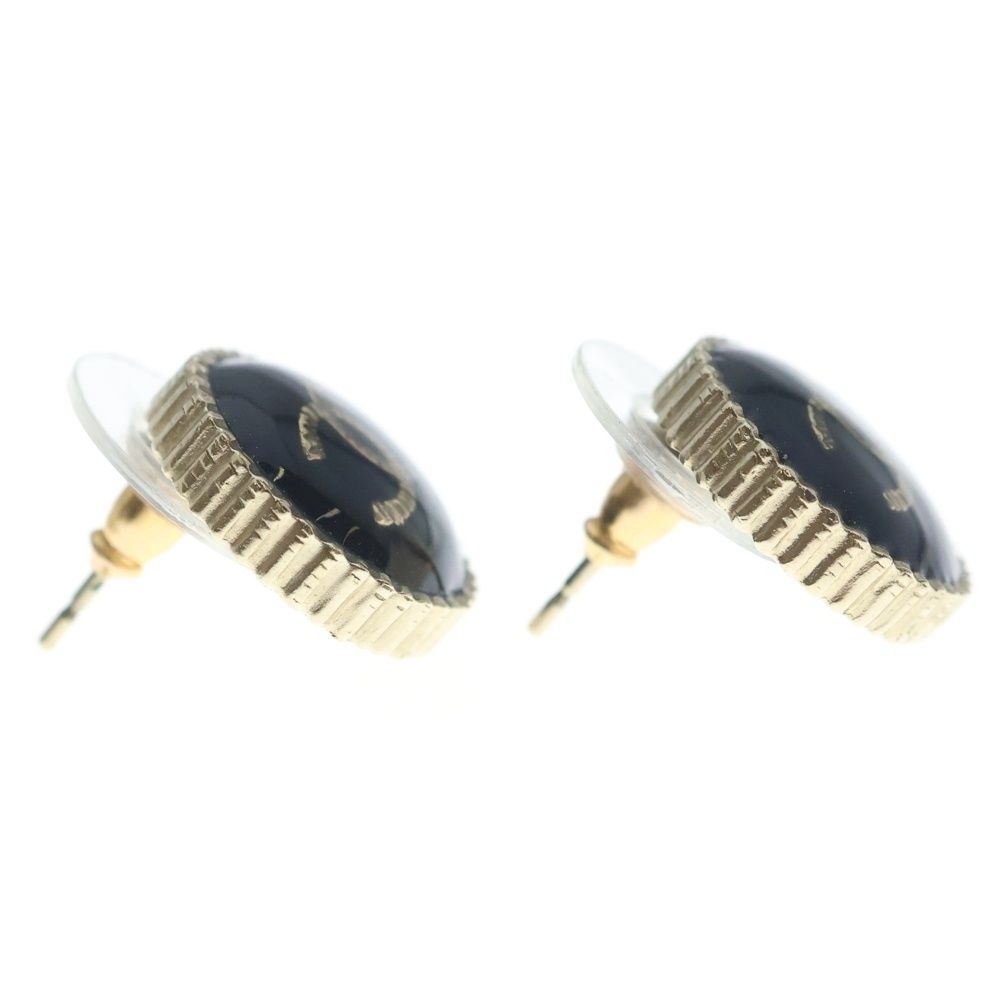 Chanel CC Logo Earrings Gold Black — view 4