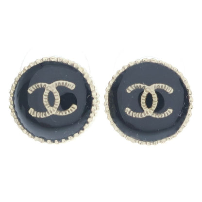 Chanel CC Logo Earrings Gold Black