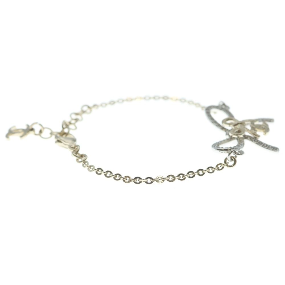 Chanel CC Logo Ribbon Line Stone Bracelet Gold — view 3