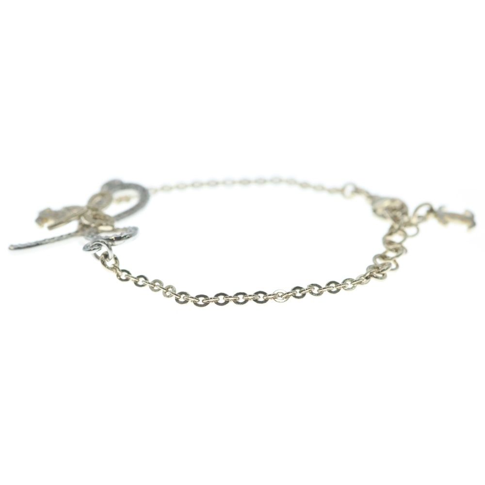 Chanel CC Logo Ribbon Line Stone Bracelet Gold — view 4