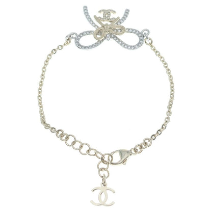 Chanel CC Logo Ribbon Line Stone Bracelet Gold — view 2