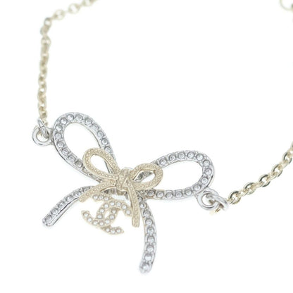 Chanel CC Logo Ribbon Line Stone Bracelet Gold — view 5