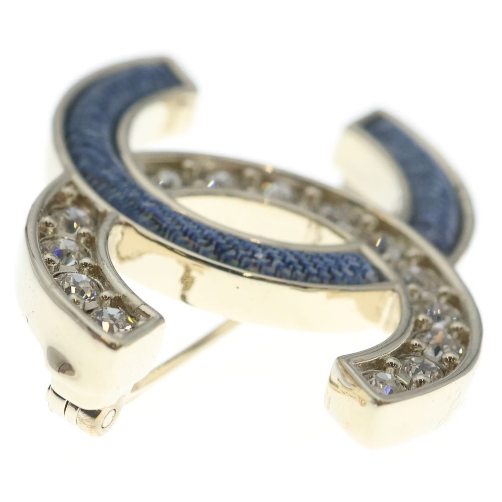 Chanel CC Logo Line Stone Denim Brooch — view 3
