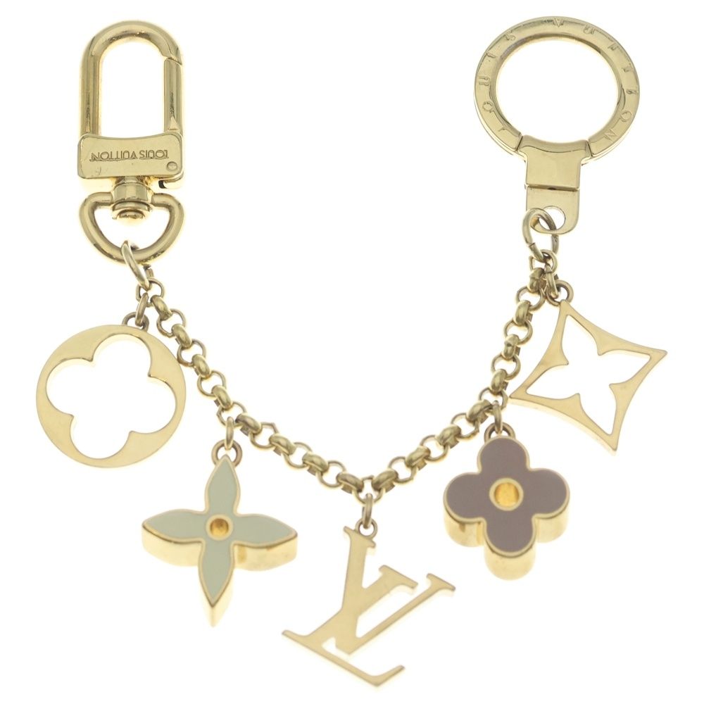 Louis Vuitton Bag Charm Chain Fleur de Monogram Bag Key Holder Gold Pink