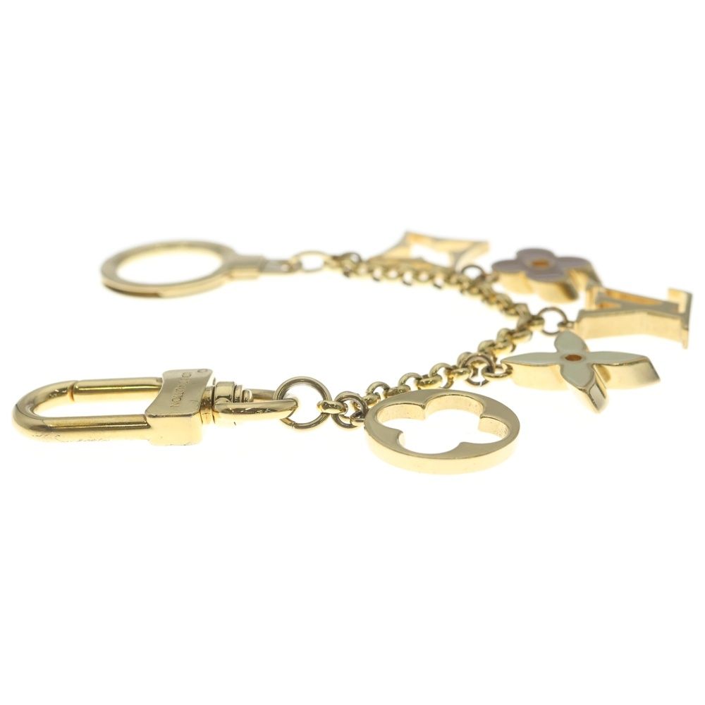 Louis Vuitton Bag Charm Chain Fleur de Monogram Bag Key Holder Gold Pink — view 3
