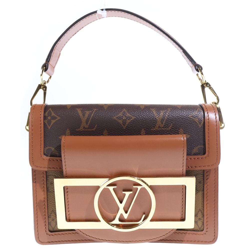 Louis Vuitton Monogram Reverse Dauphine Lock XL Shoulder Bag Brown Leather Gold