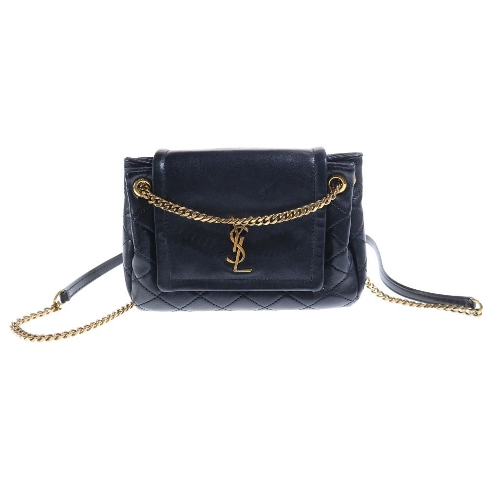 Saint Laurent Paris Nolita Chain Shoulder Bag Black Leather Gold