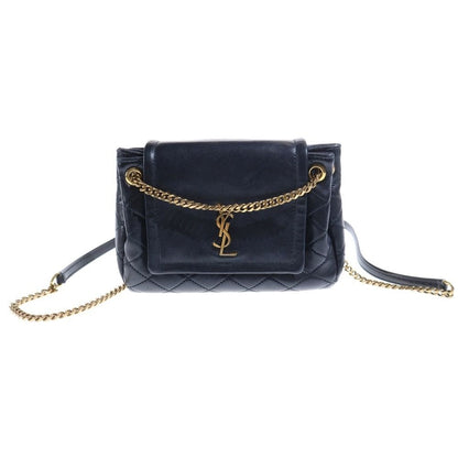 Saint Laurent Paris Nolita Chain Shoulder Bag Black Leather Gold