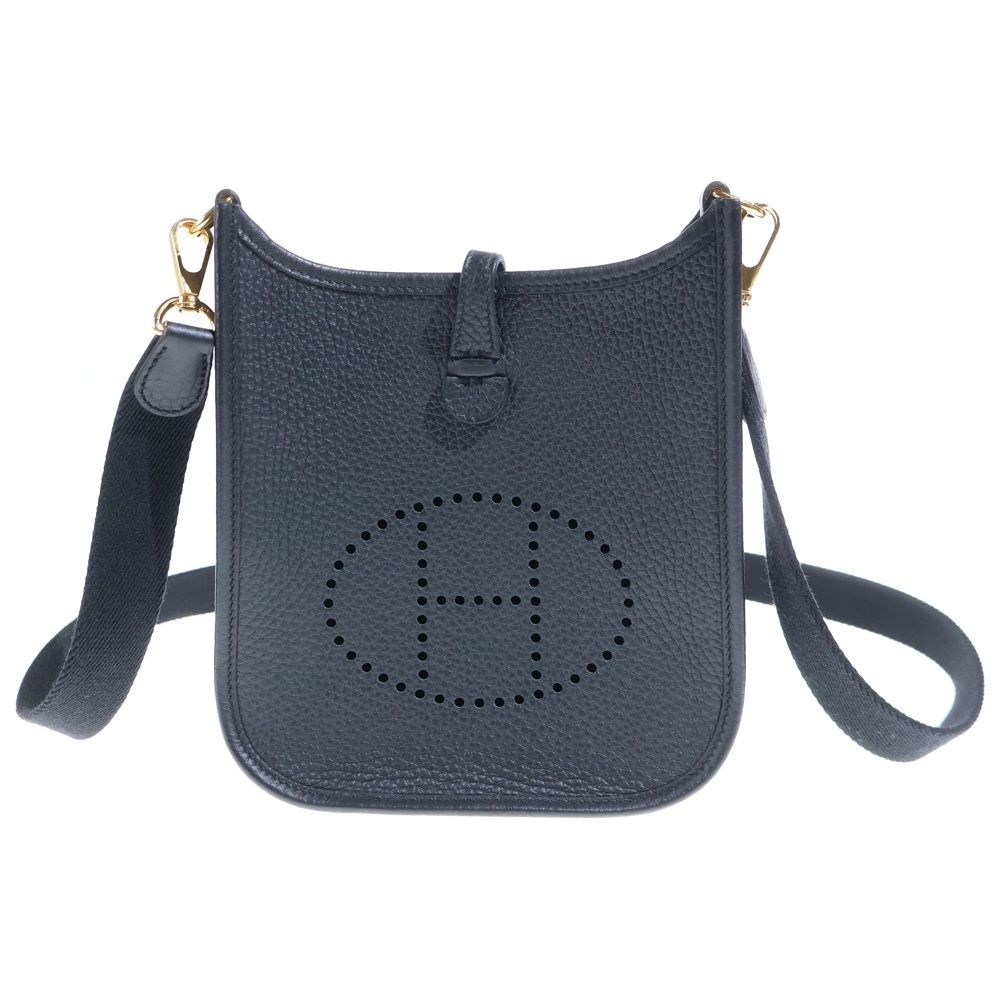Hermes Evelyne TPM Black Togo Shoulder Bag Gold