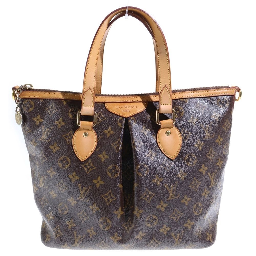 Louis Vuitton Monogram Palermo PM Tote Shoulder Bag Brown Leather Gold