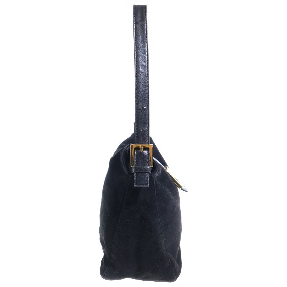 Fendi Lame Mamma Bucket Shoulder Bag Black Suede Leather Gold — view 3