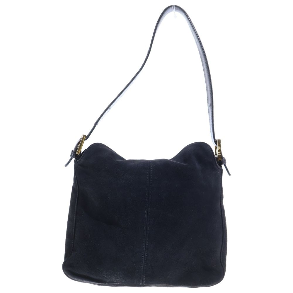 Fendi Lame Mamma Bucket Shoulder Bag Black Suede Leather Gold — view 2