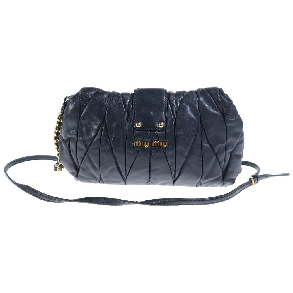 Miu Miu Matelasse Chain Shoulder Bag Black Leather Gold — view 2