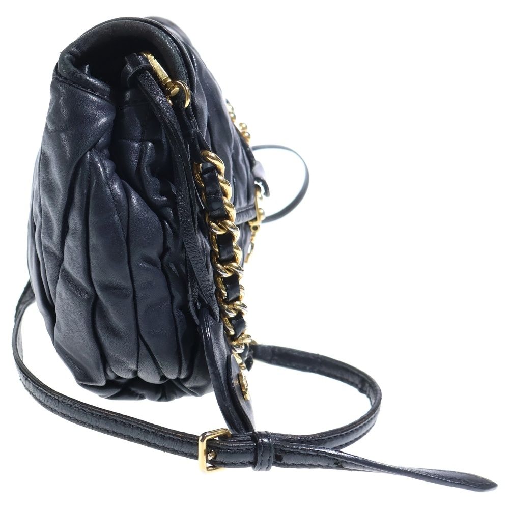 Miu Miu Matelasse Chain Shoulder Bag Black Leather Gold — view 3