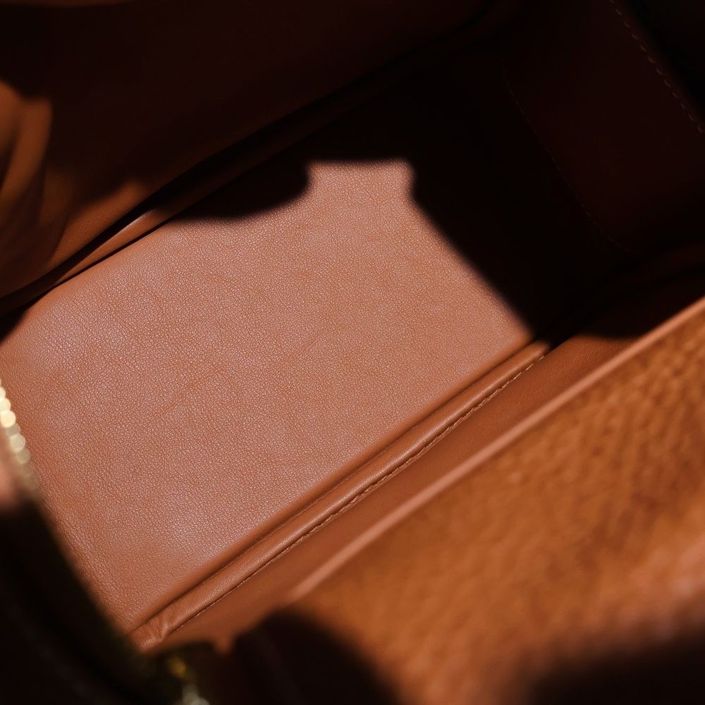 Hermes Mini Lindy Gold Taurillon Clemence Leather Shoulder Bag Brown — view 4