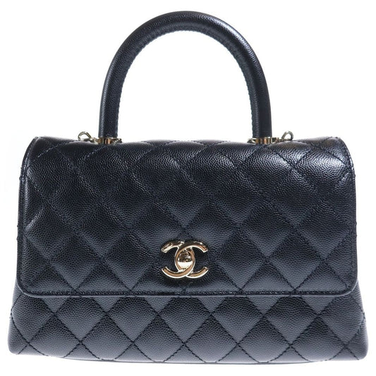 Chanel Coco Handle XS Caviar Leather 2-Way Hand Chain Shoulder Bag Gold Black