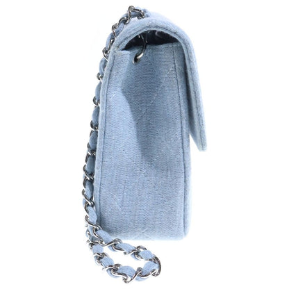 Chanel Quilted 25 Single Flap Chain Shoulder Bag Silver Blue — view 3