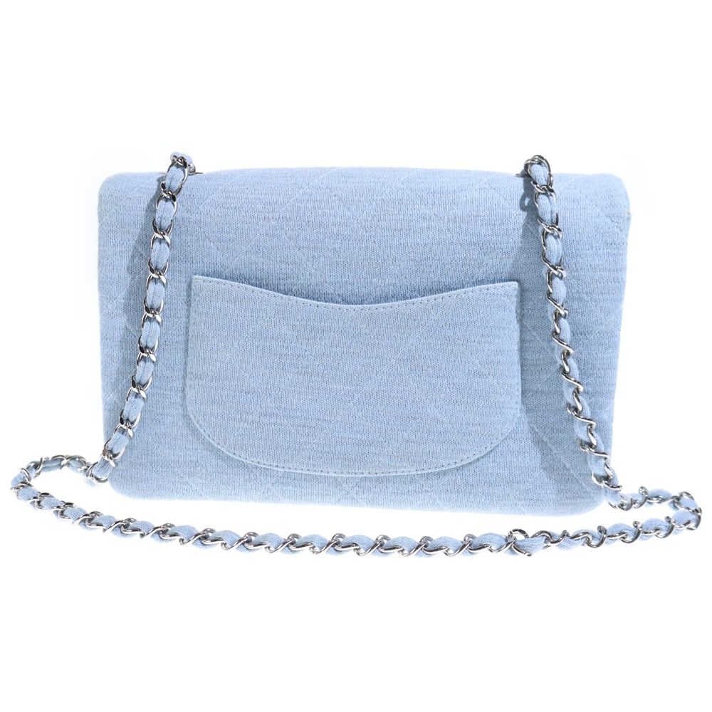 Chanel Quilted 25 Single Flap Chain Shoulder Bag Silver Blue — view 2