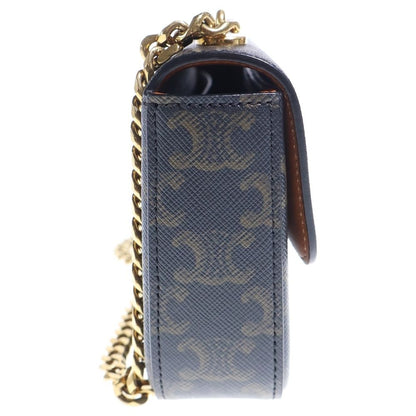 Celine Triomphe Mini Shoulder Bag Chain Brown Leather Gold — view 3