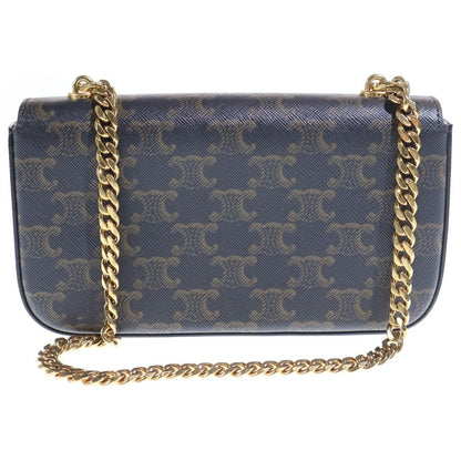 Celine Triomphe Mini Shoulder Bag Chain Brown Leather Gold — view 2