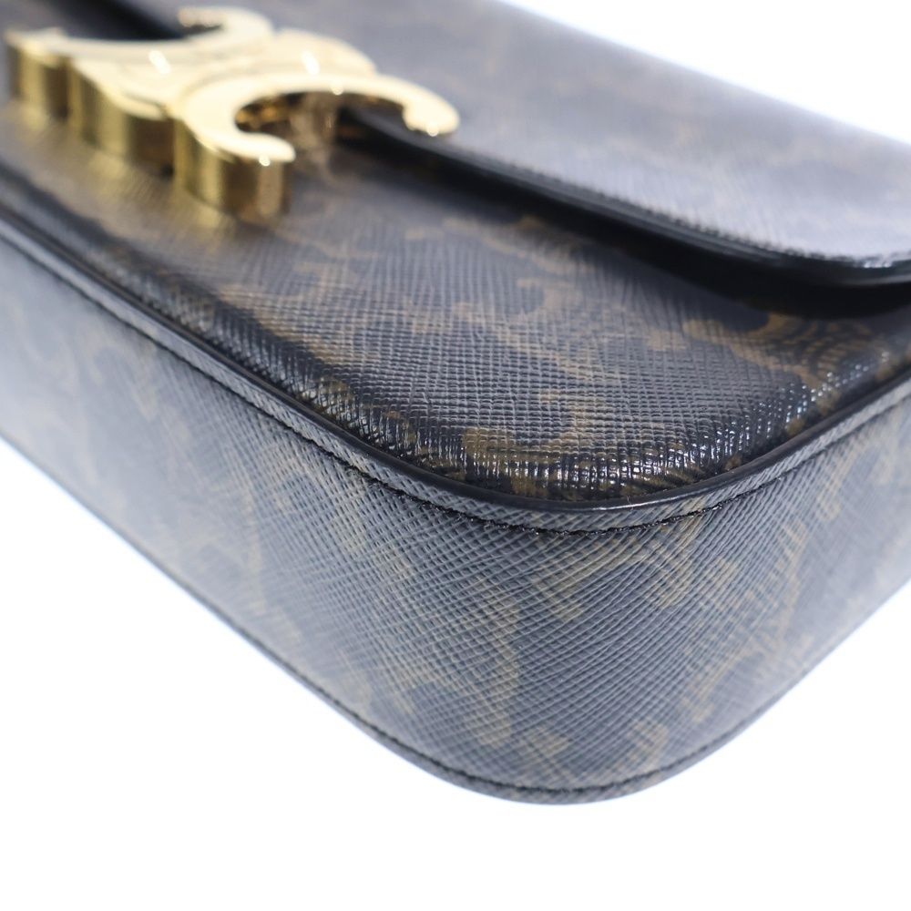 Celine Triomphe Mini Shoulder Bag Chain Brown Leather Gold — view 5