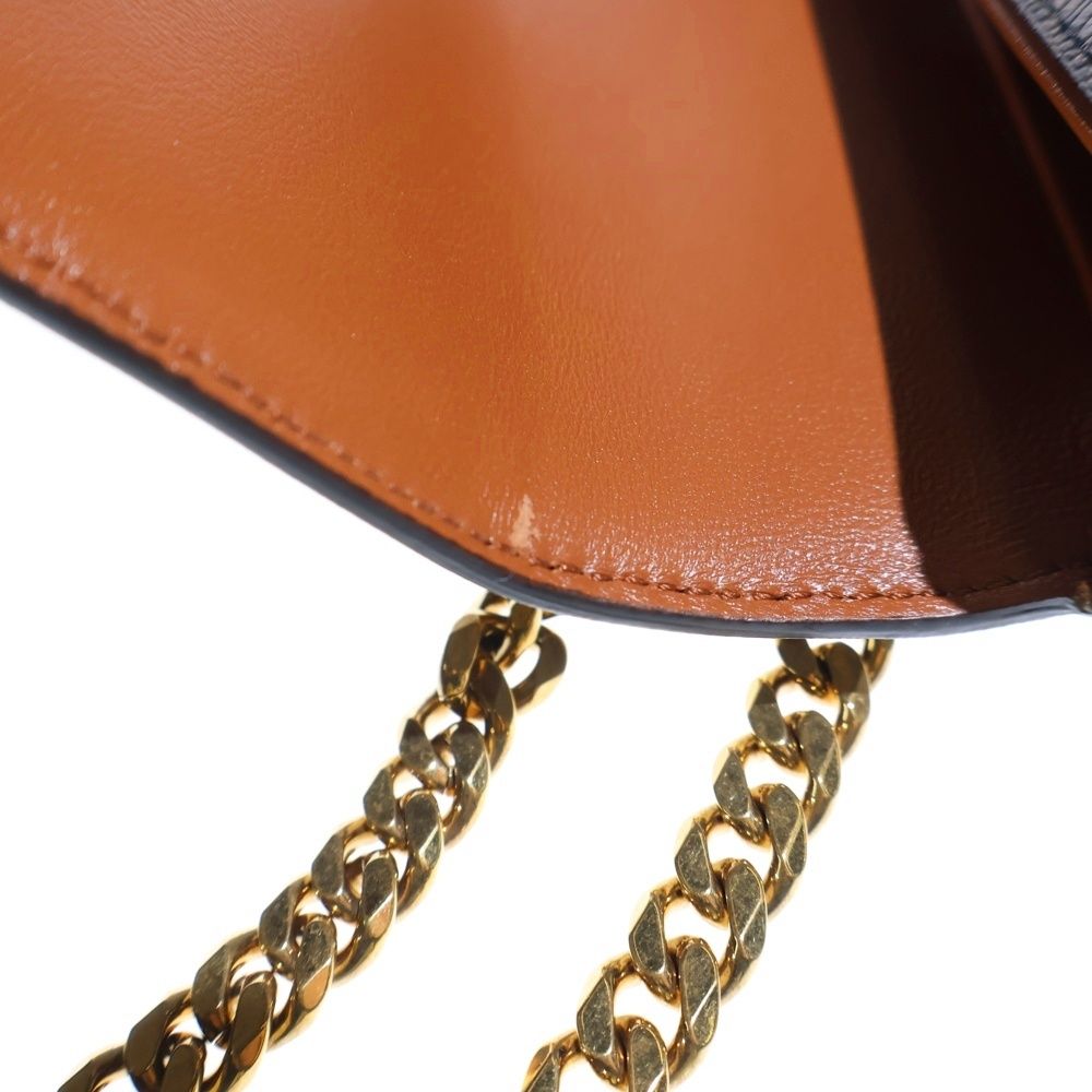 Celine Triomphe Mini Shoulder Bag Chain Brown Leather Gold — view 6