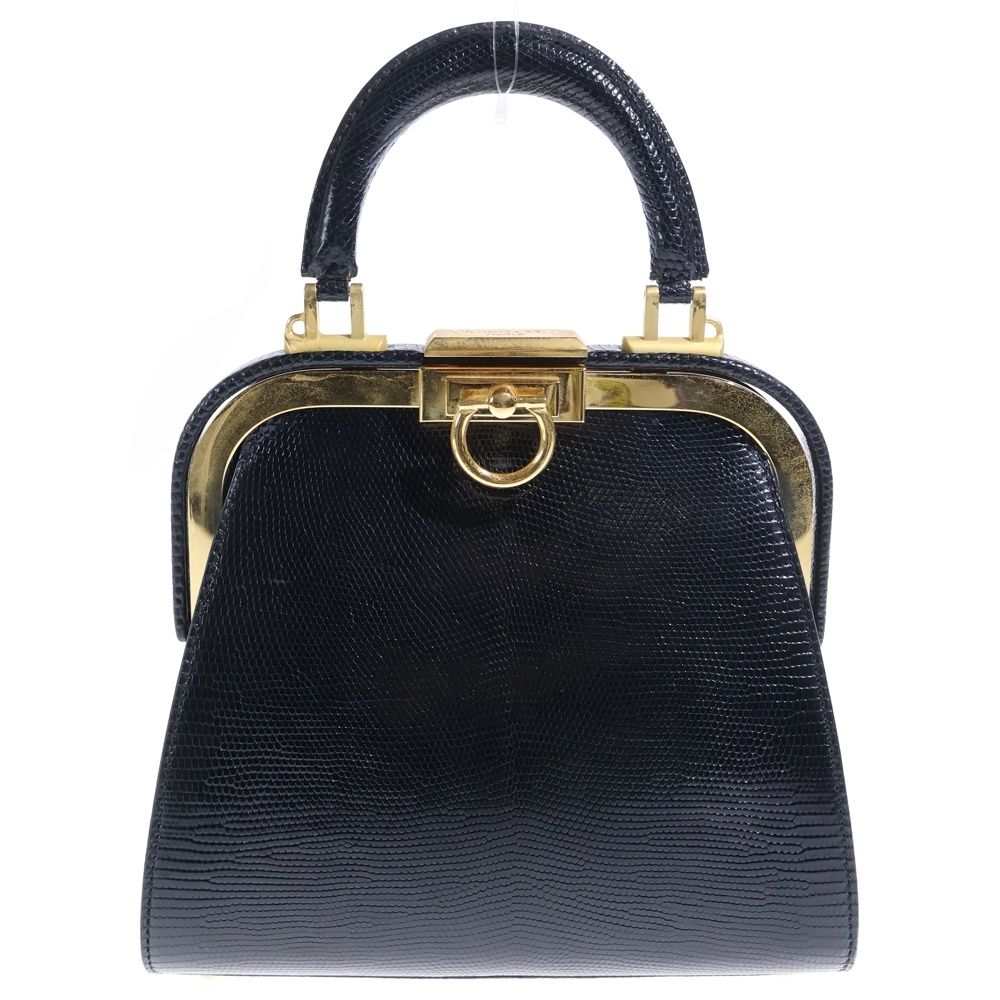 Dior Clasp 2-Way Mini Shoulder Bag Black Leather Gold