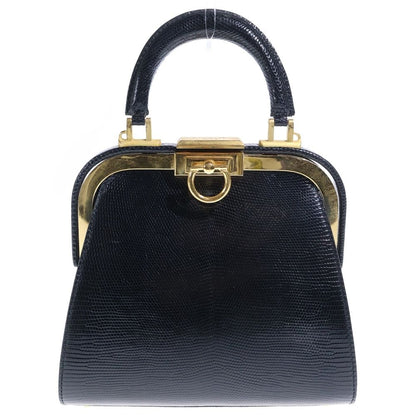 Dior Clasp 2-Way Mini Shoulder Bag Black Leather Gold