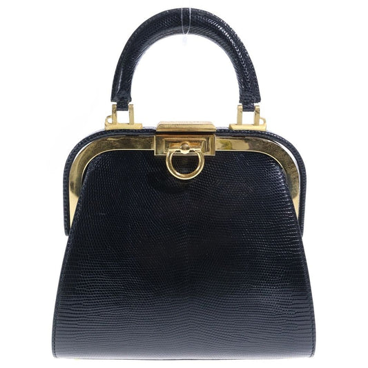 Dior Clasp 2-Way Mini Shoulder Bag Black Leather Gold