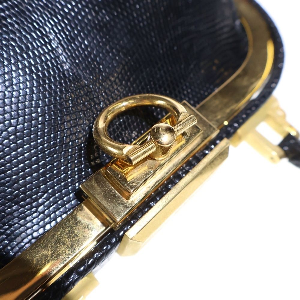 Dior Clasp 2-Way Mini Shoulder Bag Black Leather Gold — view 5
