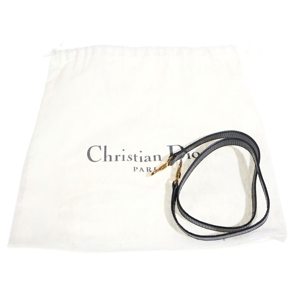 Dior Clasp 2-Way Mini Shoulder Bag Black Leather Gold — view 6