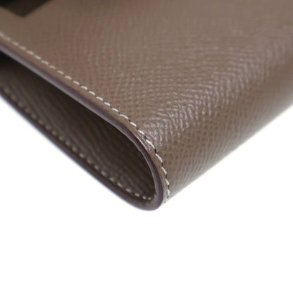 Hermes Kelly Wallet Long to Go Etoupe Epsom Leather Silver Beige — view 4