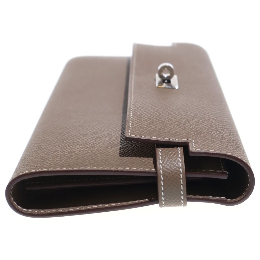 Hermes Kelly Wallet Long to Go Etoupe Epsom Leather Silver Beige — view 3