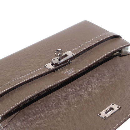 Hermes Kelly Wallet Long to Go Etoupe Epsom Leather Silver Beige — view 5