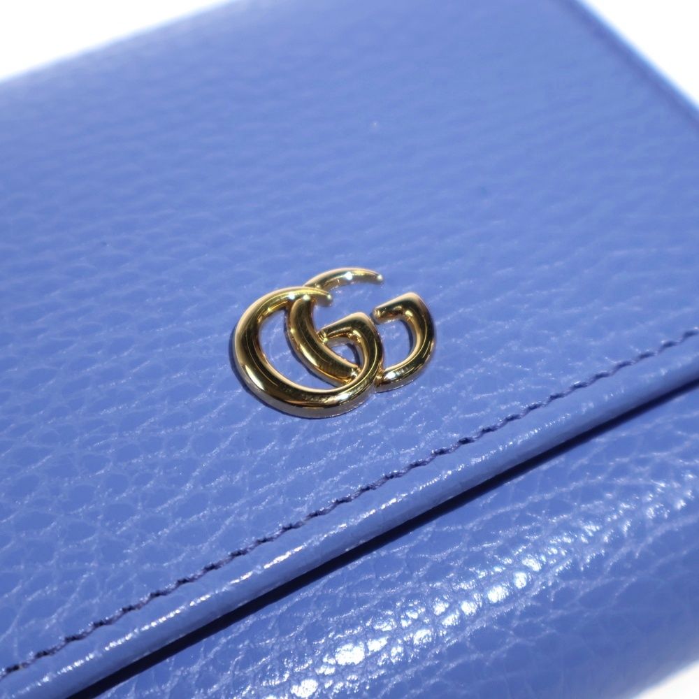 Gucci GG Marmont Bifold Wallet Trifold Coin Case Blue Purple Pink Leather Gold — view 4
