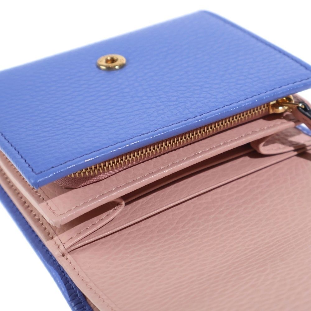 Gucci GG Marmont Bifold Wallet Trifold Coin Case Blue Purple Pink Leather Gold — view 6