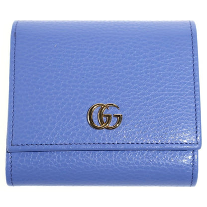 Gucci GG Marmont Bifold Wallet Trifold Coin Case Blue Purple Pink Leather Gold