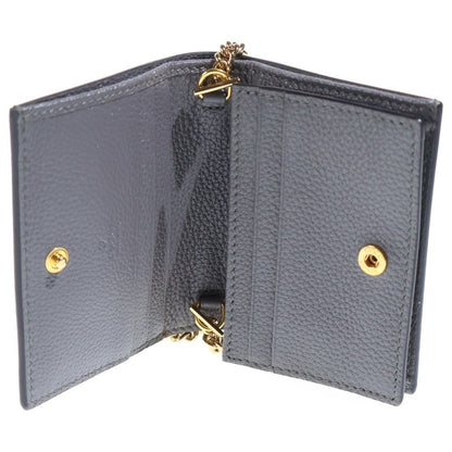 Gucci Zumi Interlocking Leather Chain Compact Wallet Bifold Gold Gray — view 5