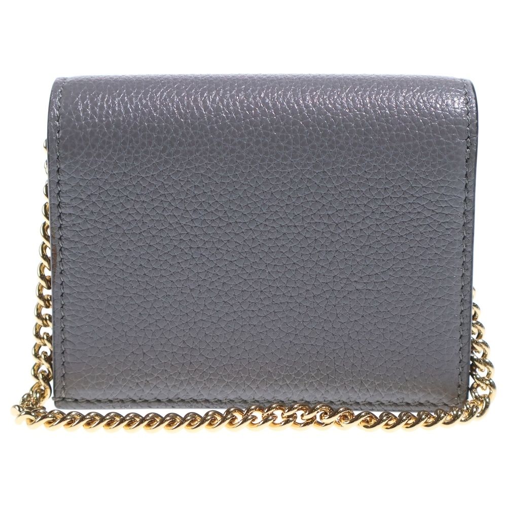 Gucci Zumi Interlocking Leather Chain Compact Wallet Bifold Gold Gray — view 2