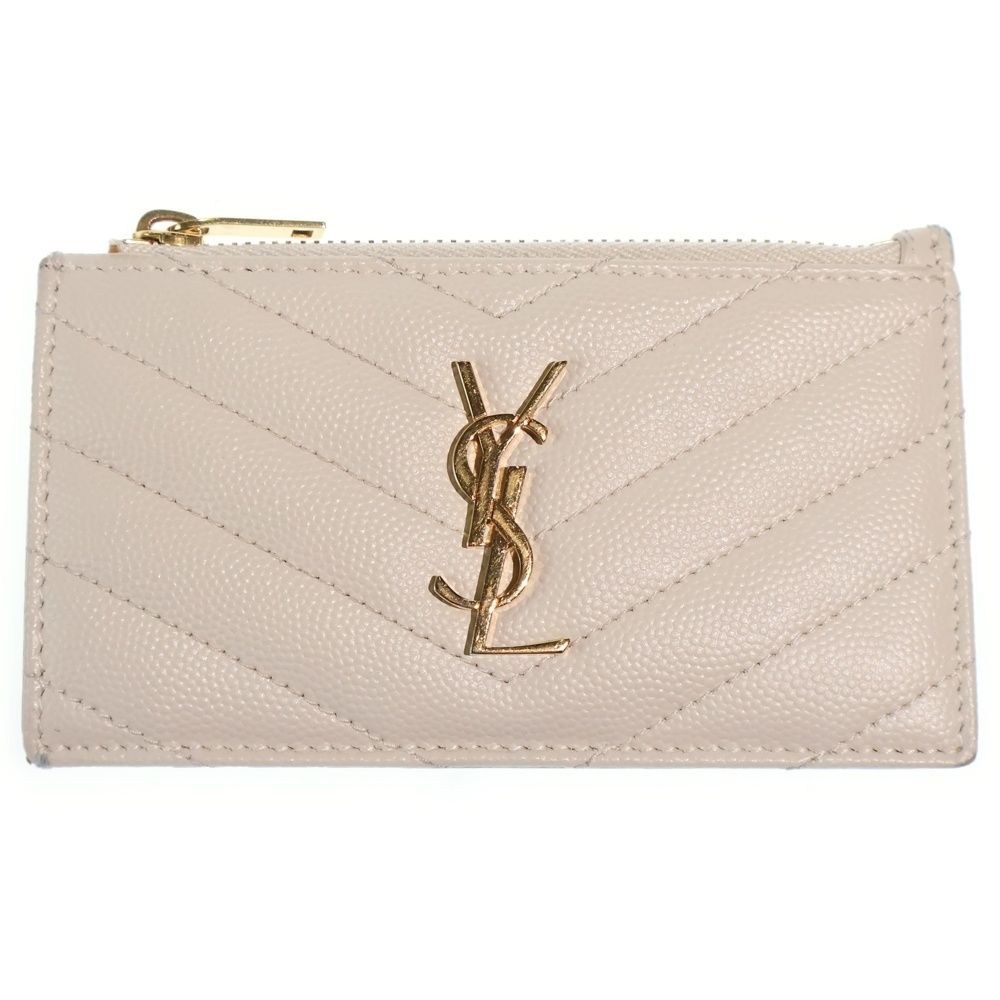 Saint Laurent Paris Cassandra Fragment Case Card White Leather Gold