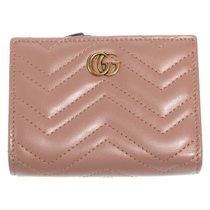 Gucci GG Marmont Compact Wallet Bifold Gold Pink Beige