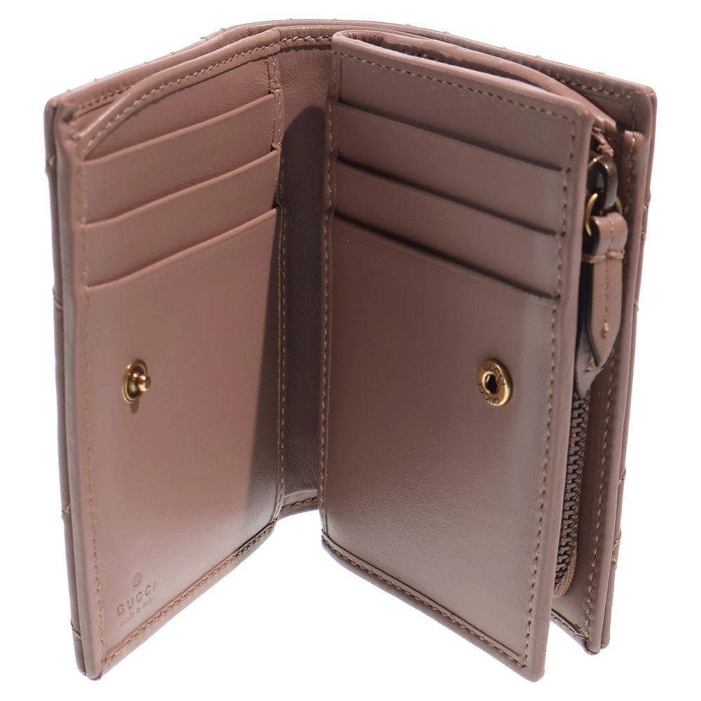 Gucci GG Marmont Compact Wallet Bifold Gold Pink Beige — view 5