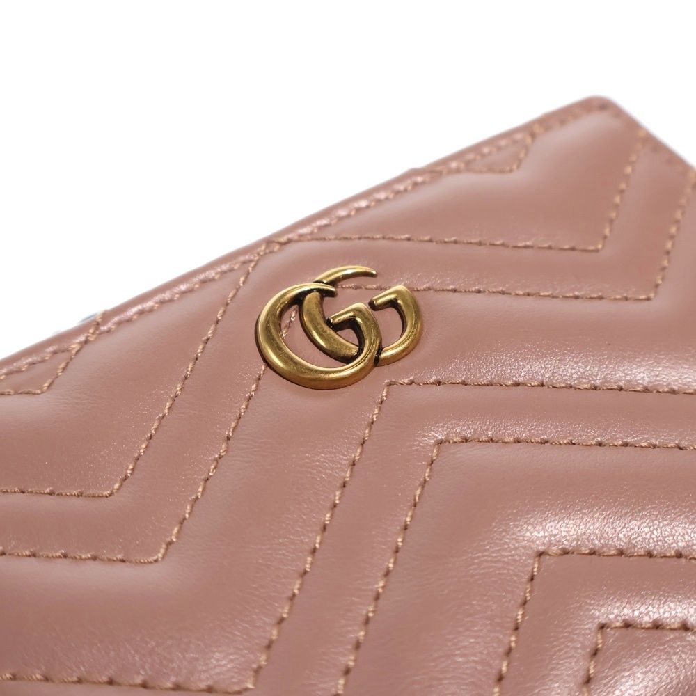 Gucci GG Marmont Compact Wallet Bifold Gold Pink Beige — view 4
