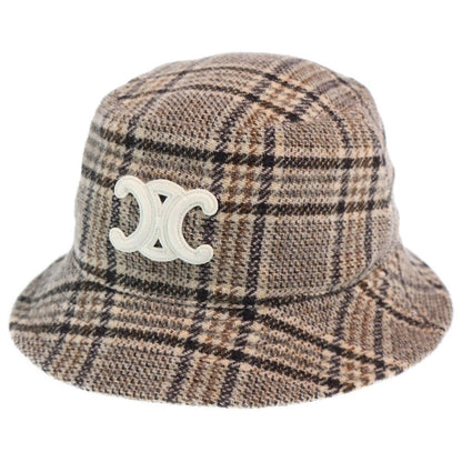 Celine Triomphe Embroidered Wool Bucket Hat Brown