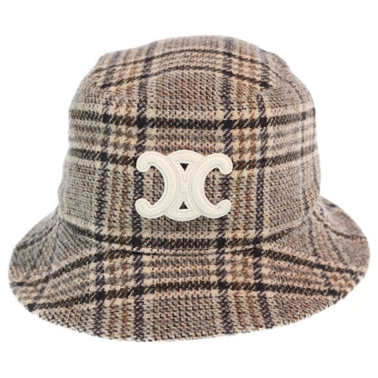 Celine Triomphe Embroidered Wool Bucket Hat Brown — view 4
