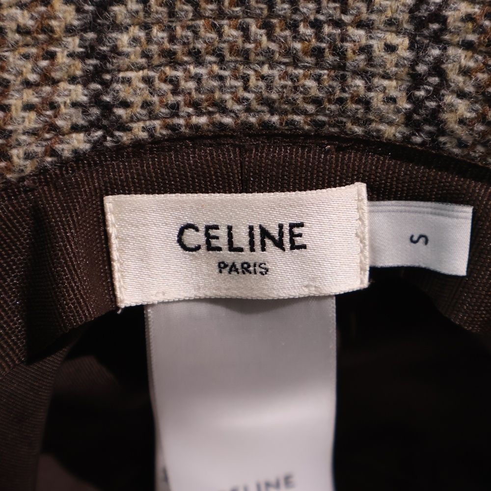 Celine Triomphe Embroidered Wool Bucket Hat Brown — view 7